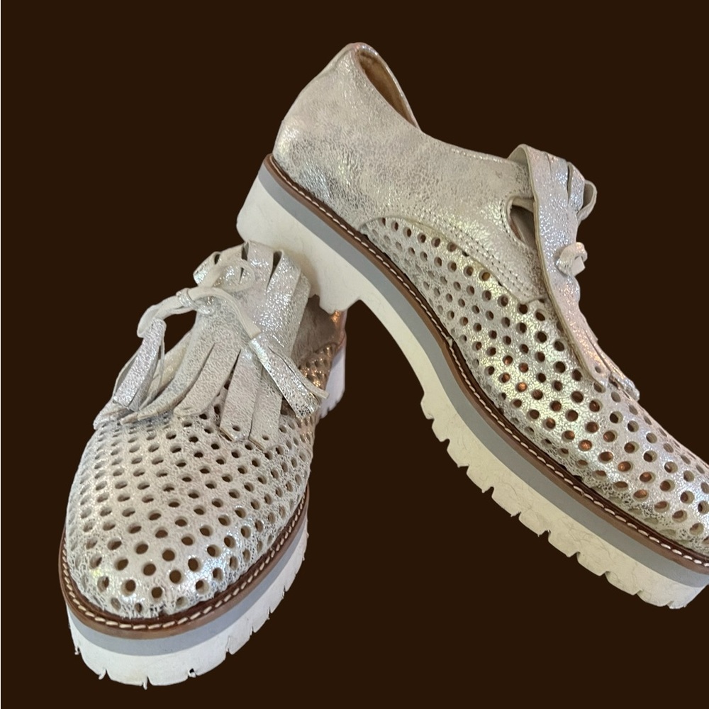 The Shoe Box Silver Leather Loafers